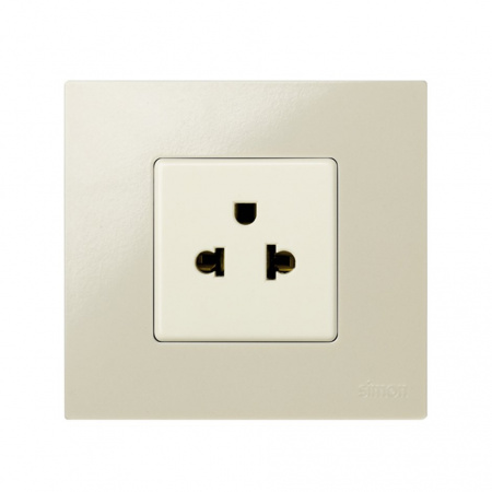 Simon 27  Слоновая костьРозетка с заземлением евро-американского стандарта 2Р+Е 16A 250В~