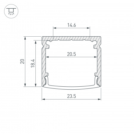 Профиль WIDE-H20-2000 ANOD (Arlight, Алюминий)