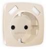 Лицевая панель OMEGA (Бежевый глянец) для электрической розетки с заземлением со шторками 2USB A+A QUANT OP3090