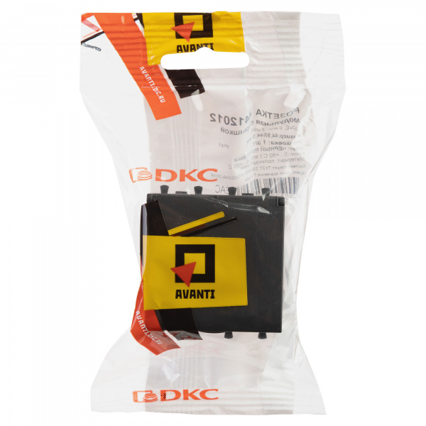 DKC Avanti Черный матовый Розетка с крышкой 2P+E со шторками 2 модуля