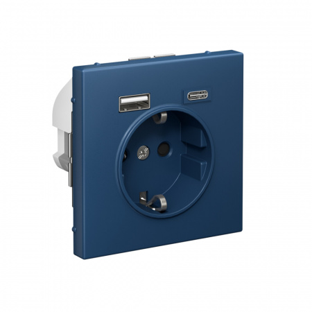 Systeme Electric ArtGallery Аквамарин Розетка 16А с 2 USB A+C, 5В/2,4А/3,0А, 2х5В/1,5А, механизм
