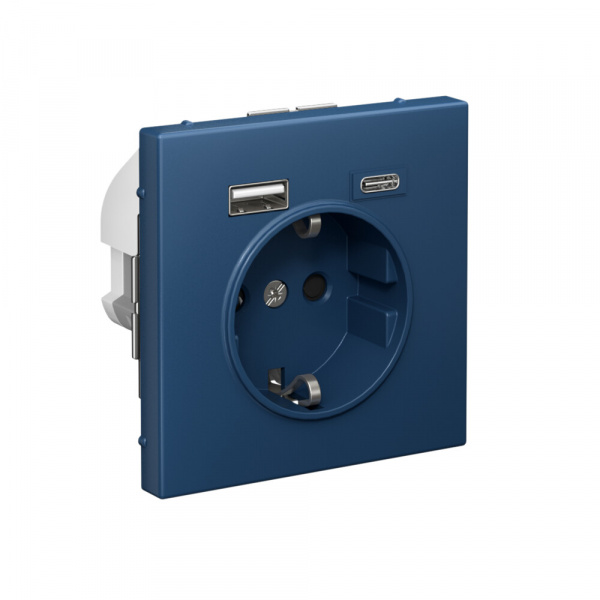 Systeme Electric ArtGallery Аквамарин Розетка 16А с 2 USB A+C, 5В/2,4А/3,0А, 2х5В/1,5А, механизм