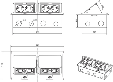 Donel Выдвижной блок Snap 8 (4+4) мод. антрацит (с уст. набором)