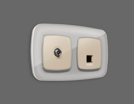 Лицевая панель OMEGA (Бежевый глянец) для TV розетки QUANT OP3130