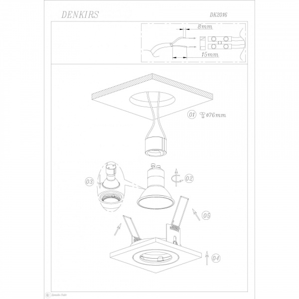 DK2016-BK Встраиваемый светильник, IP 20, 50 Вт, GU10, черный, алюминий