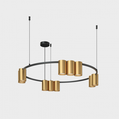 DK4065-BK+SG Подвесной светильник ORBIT , IP20, 10xGU10 LED до 15 Вт, черный + сатинированное золото, алюминий