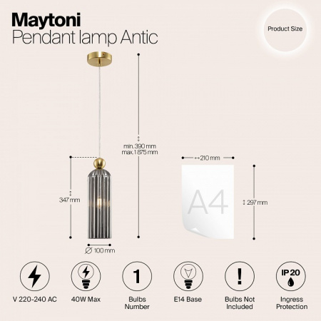 Подвесной светильник MOD302PL-01GR Maytoni Antic