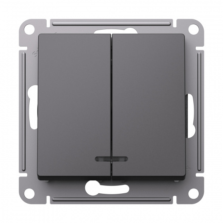 Systeme Electric AtlasDesign Базальт Выключатель 2-клавишный с подсветкой, сх.5а, 10АХ, механизм