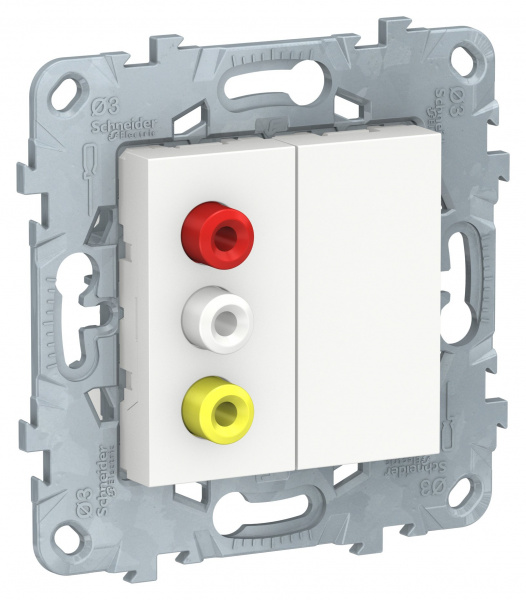 SE Unica New Бел Розетка 3 RCA