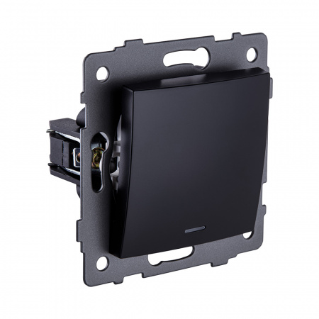 Выключатель 1-клавишный перекрестный 10А/250В с LED подсветкой, изогнутый, черный Kollinger REA-R-015BK для Aspekt, Eleganz, Reflex