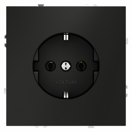 Розетка встраиваемая VOLTUM S70 с заземлением 16А, (черный матовый)
