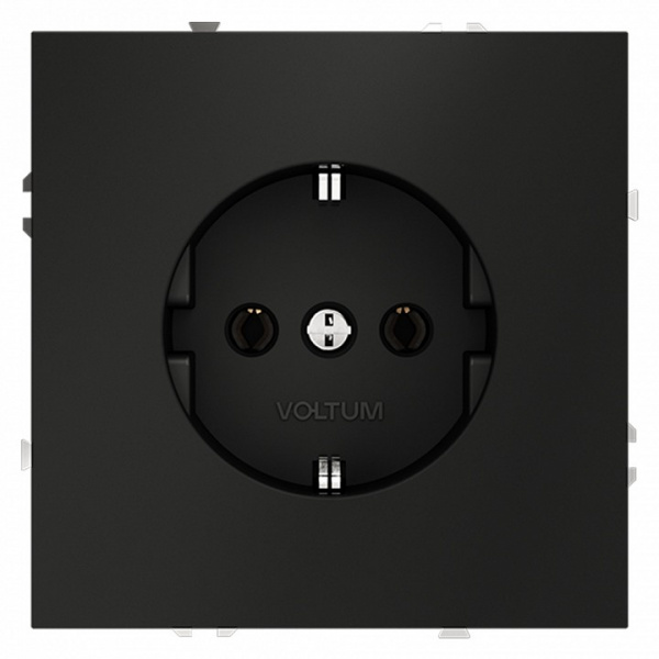 Розетка встраиваемая VOLTUM S70 с заземлением 16А, (черный матовый)