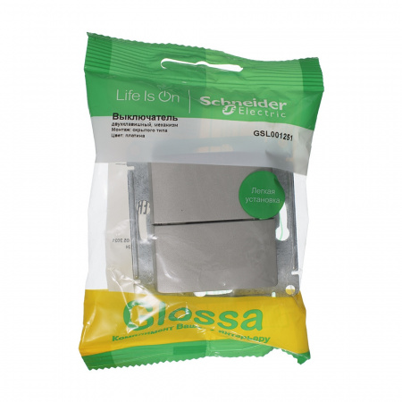 SE Glossa Платина Выключатель 2-клавишный, сх.5, 10AX