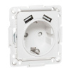 EKF Стокгольм Механизм Розетки 1-местной с/з, USB 2A 16А винтовые клеммы белый с защ. штор.