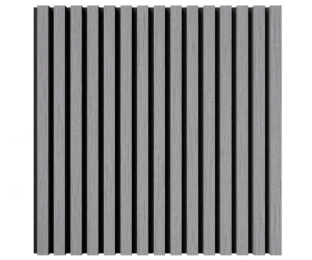 Акустическая панель, черный войлок, 600х600х21мм, рейки МДФ, шпон дуб ардженто светло-серый