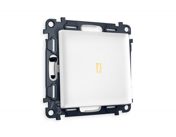 Комплект механизма 1-клавишного проходного выключателя с подсветкой 3200K ALFA MA122030 Белый матовый QUANT