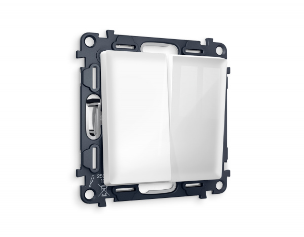 Комплект механизма 2-клавишного проходного выключателя ALFA MA103020 Белый глянец QUANT