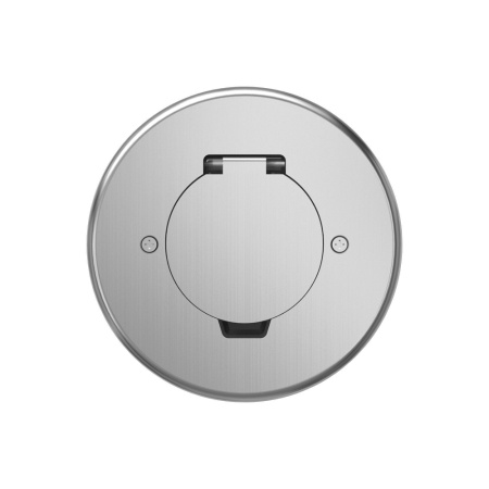 Лючок Surface 2 мод. (1 мод. 45х45 мм.), круглый, круглая крышка, полированное серебро, IP44, (с уст. набором)