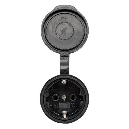 EKF Basic Розетка переносная с защитной крышкой каучуковая 230В 2P+PE 16A IP44