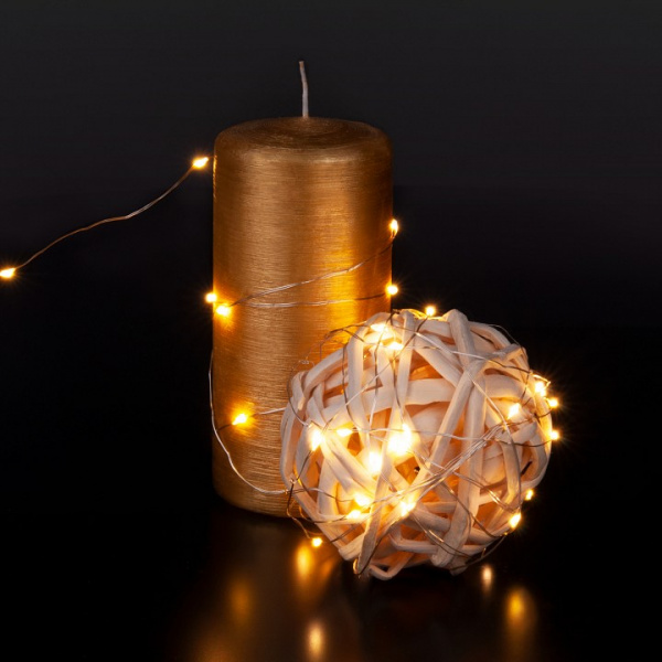 Гирлянда нить 'Роса' теплый белый на батарейках 3 м IP20 400-006 теплый белый Eurosvet Роса