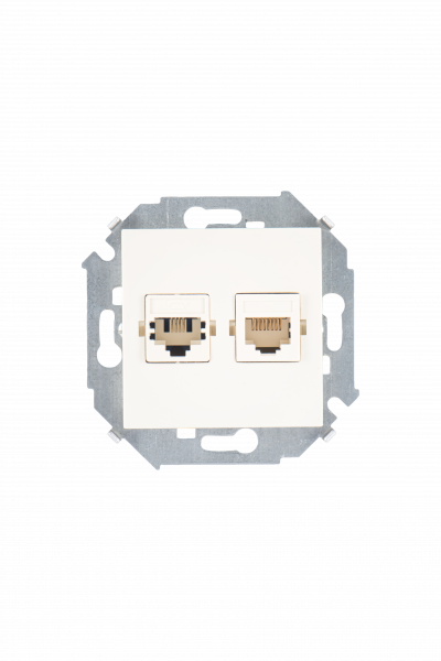 Simon 15 Бежевая Розетка ТЛФ + комп RJ11+RJ45 кат.5е