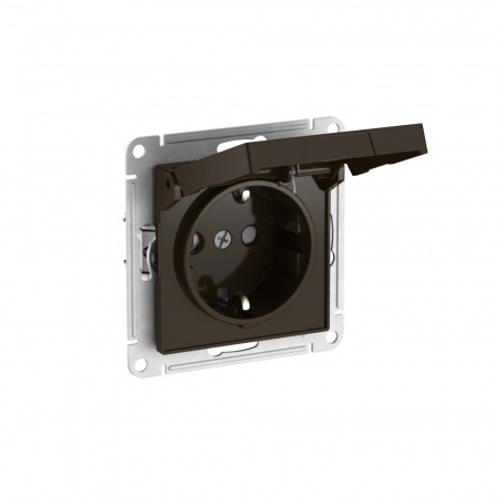 Systeme Electric AtlasDesign Мокко Розетка с заземл. со шторк. с крышкой, 16А,IP20,мех., быстрозажим. клем.