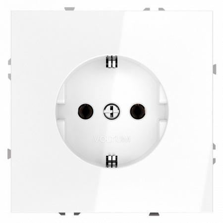 Розетка встраиваемая VOLTUM S70 с заземлением 16А, (белый глянцевый)