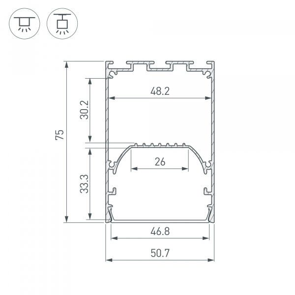 Профиль LINE-S-5075-3000 WHITE (Arlight, Алюминий)
