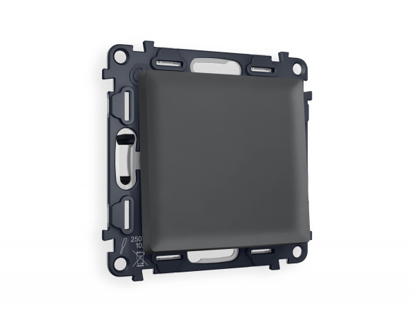 Комплект механизма 1-клавишного проходного выключателя ALFA MA901020 Графит мягкое касание QUANT