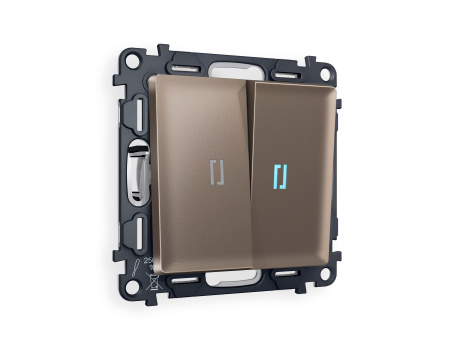 Комплект механизма 2-клавишного выключателя с подсветкой 10000K ALFA MA634020 Темная бронза матовый QUANT