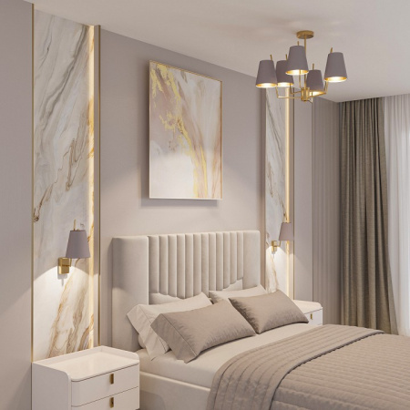 Потолочная люстра с тканевыми абажурами 60173/6 латунь Eurosvet Topanga