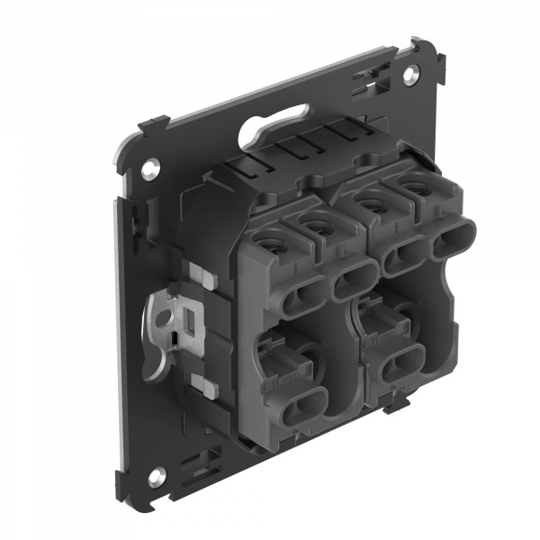 DKC Avanti Черный квадрат Выключатель двухклавишный