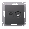 Systeme Electric AtlasDesign Базальт Розетка двойная ТВ + компьютерная RJ45, кат. 5Е