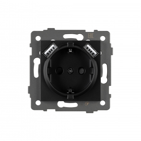 Arlight Механизм розетки с USB зарядкой SCT-MUAA-PL-BK-V (250V, 16A) (-)