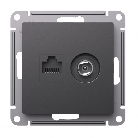 Systeme Electric AtlasDesign Базальт Розетка двойная ТВ + компьютерная RJ45, кат. 5Е