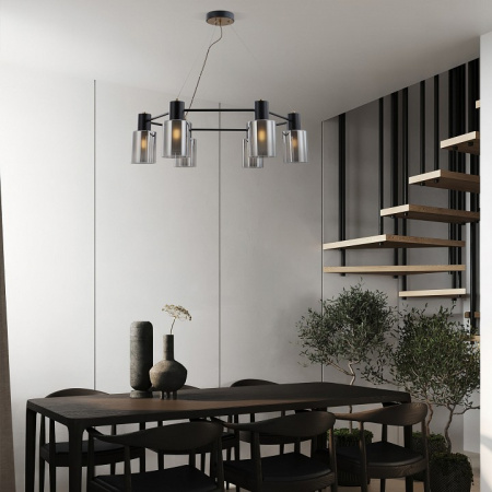 Подвесной светильник со стеклянными плафонами 70219/6 черный/античная бронза Eurosvet Notion