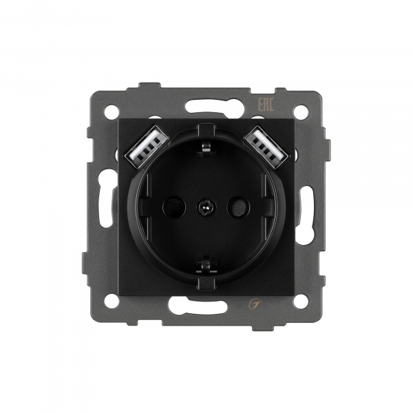 Arlight Механизм розетки с USB зарядкой SCT-MUAA-PL-BK-V (250V, 16A) (-)