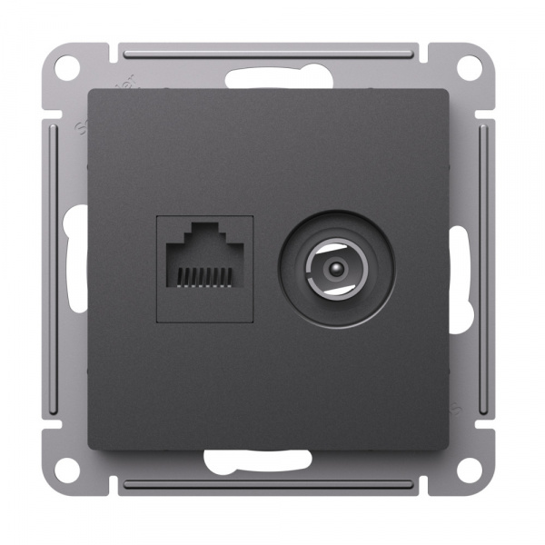 Systeme Electric AtlasDesign Базальт Розетка двойная ТВ + компьютерная RJ45, кат. 5Е