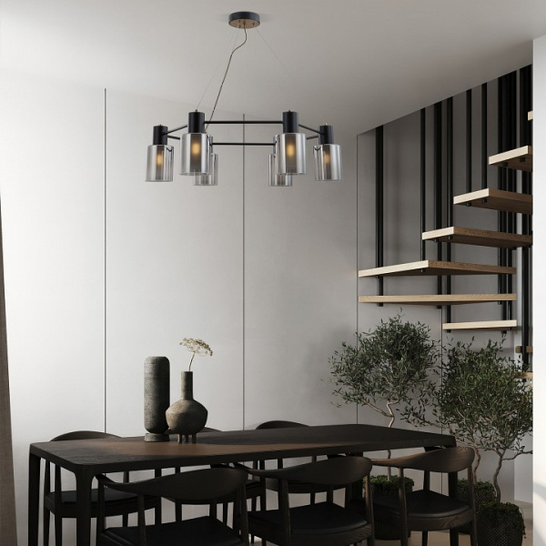 Подвесной светильник со стеклянными плафонами 70219/6 черный/античная бронза Eurosvet Notion