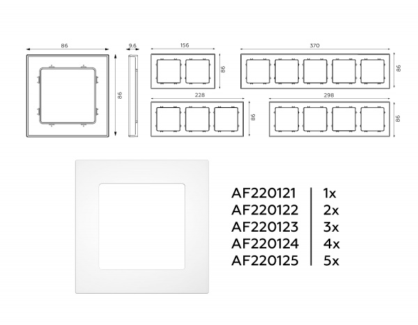 Рамка ALFA Techno (Белый матовый) 5-ая AF220125