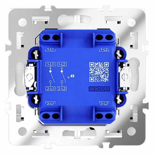 Выключатель встраиваемый VOLTUM S70 двухклавишный с подсветкой 10А, (белый глянцевый)