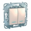 Schneider Electric Unica Бежевый Выключатель 2-клавишный с подсветкой (сх 5)