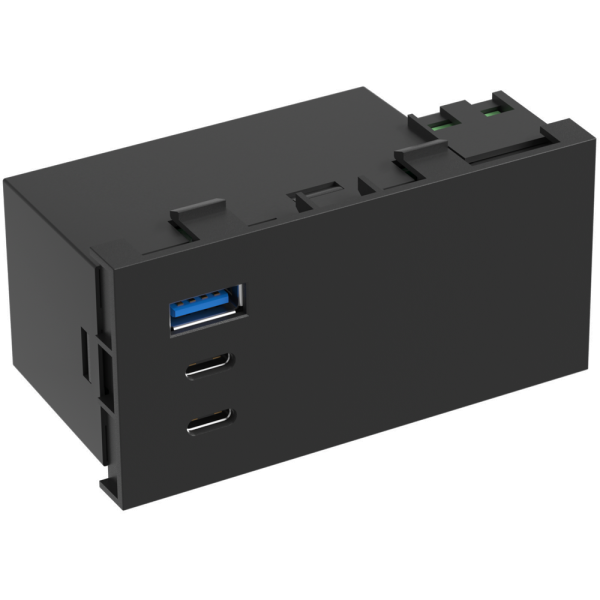 Donel USB зарядное устройство, 100W, Type A + C + C, 4 мод., черн. матовая (90х45мм), DUSB100WANM