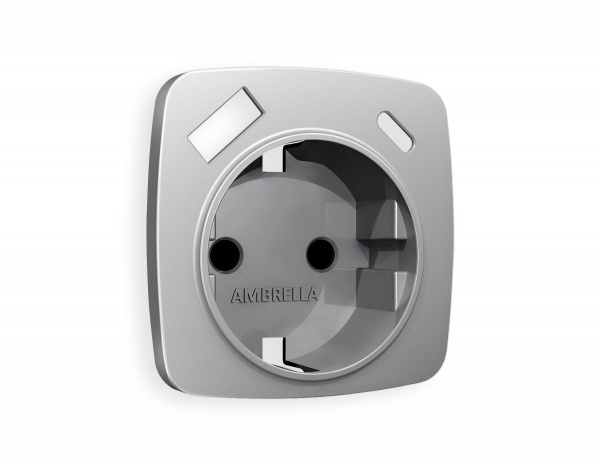 Лицевая панель OMEGA (Сталь матовый) для электрической розетки с заземлением со шторками 2USB A+C QUANT OP5100