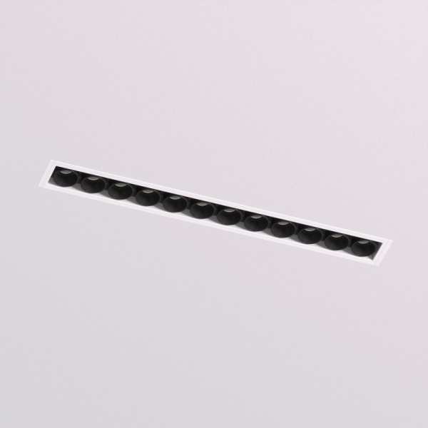 DK2532-WB Встраиваемый светильник SPACE со светодиодом под шпатлевку L240mm 220V 20W 38° 4000К IP20 белый/черный алюминий