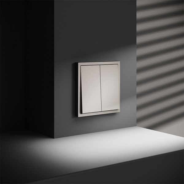 Выключатель с самовозвратом встраиваемый VOLTUM S70 двухклавишный 10А, (кашемир)