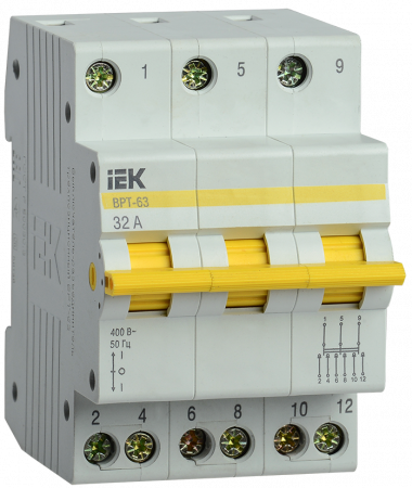 IEK KARAT Выключатель-разъединитель трехпозиционный ВРТ-63 3P 32А