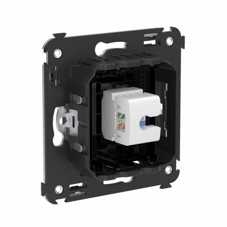 DKC Avanti Телефонная розетка RJ-12 без шторки в стену одинарная, Черный квадрат