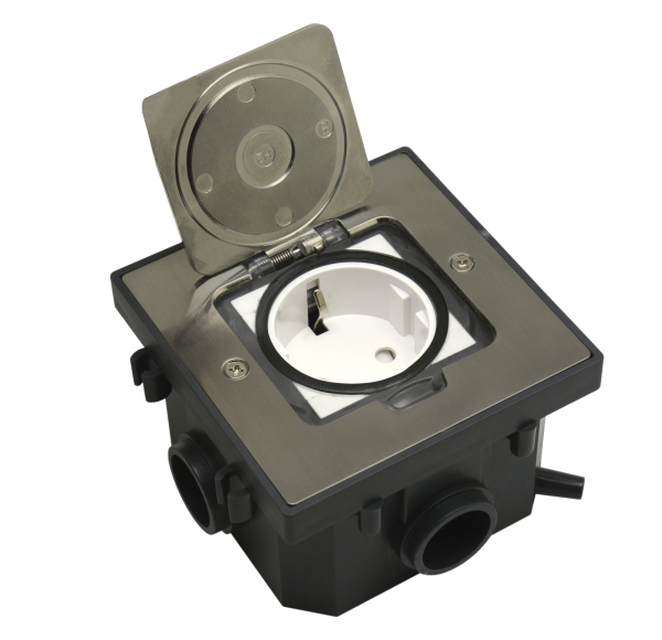 Лючок Surface 2 мод. (1 мод. 45х45 мм.), никель, IP44, (с уст. набором)