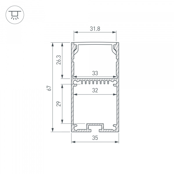 Профиль LINE-S-3667-3000 BLACK  (Arlight, Алюминий)